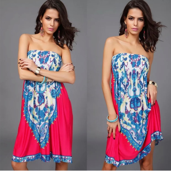 SUMMER BEACH WRAPPED TUBE STRAPLESS SEXY DRESS - Picture 2 of 8